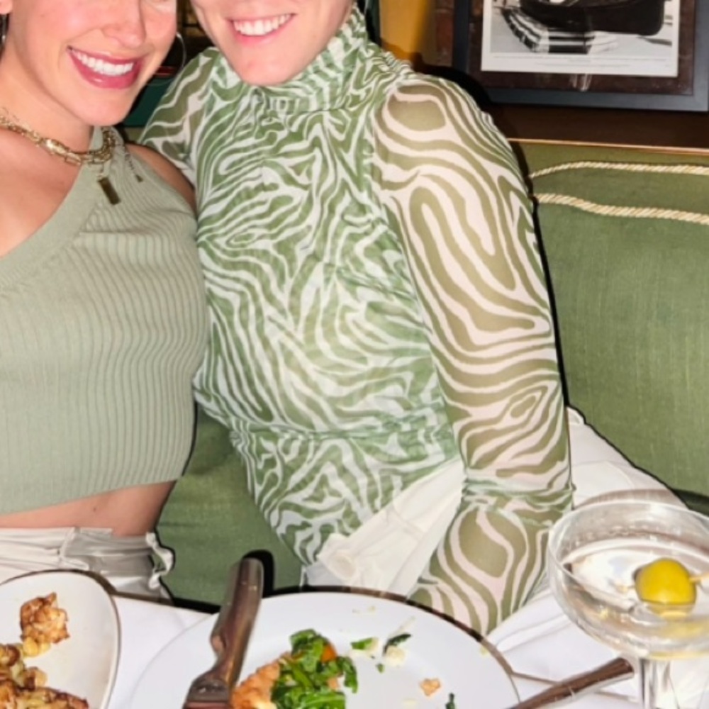 Cinq à Sept Green and Cream Blouse